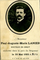 LANIER Paul Auguste Marie, décédé le 16 mai 1921