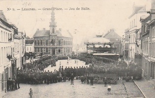 lessines-grandplace-tres-rare-jeu-de-balle-pelote-circule-en-1911
