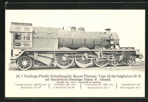 AK-2C1-Vierlings-Pacific-Schnellzuglok-Bauart-Flamme-Type-10-der-belg-Staatsbahn-gebaut-1910-von-J-Cockerill