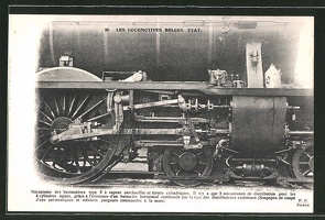 AK-Les-Locomotives-Belges-Etat-Antrieb-einer-Dampflok