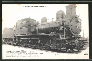 AK-Les-Locomotives-Belges-Etat-Machine-No-117-Dampflok