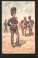 Kuenstler-Lithographie-Grenadiers-Uniform-der-belgischen-Armee