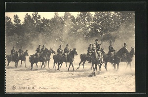 AK-Belgische-Kavallerie-auf-Patrouille
