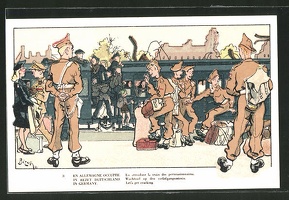 AK-Belgische-Soldaten-in-Uniform-am-Bahnhof